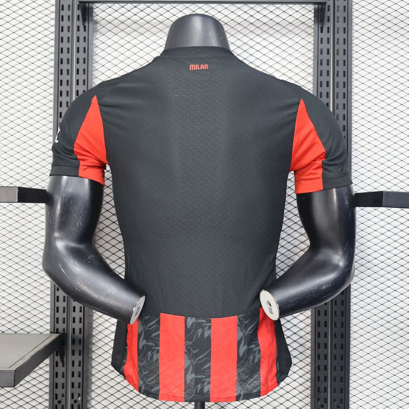 CAMISA VERSÃO PLAYER DO MILAN 25/26 VERMELHO E PRETO